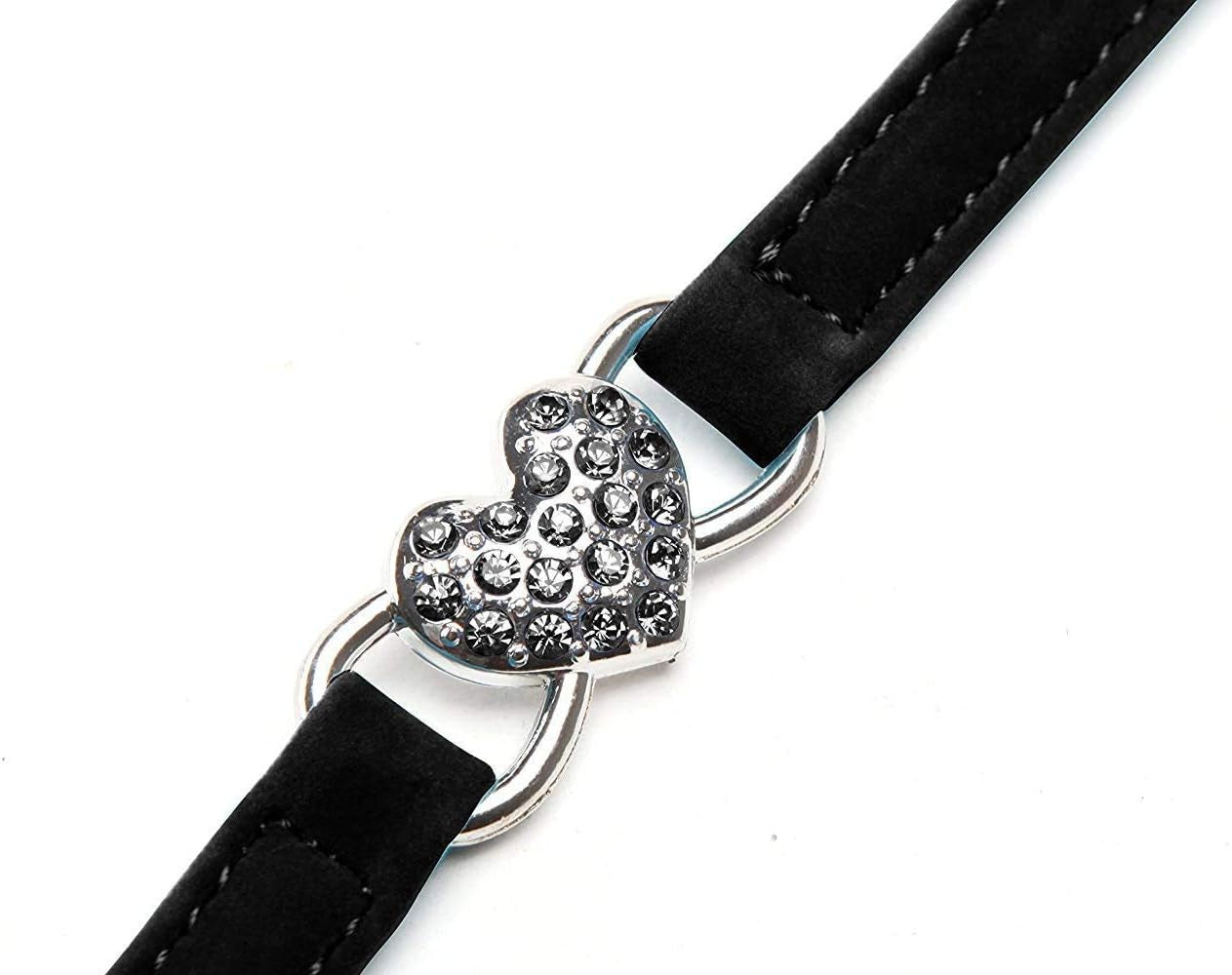 Heart Bling Cat Collar with Safety Belt and Bell 8-11 Inches